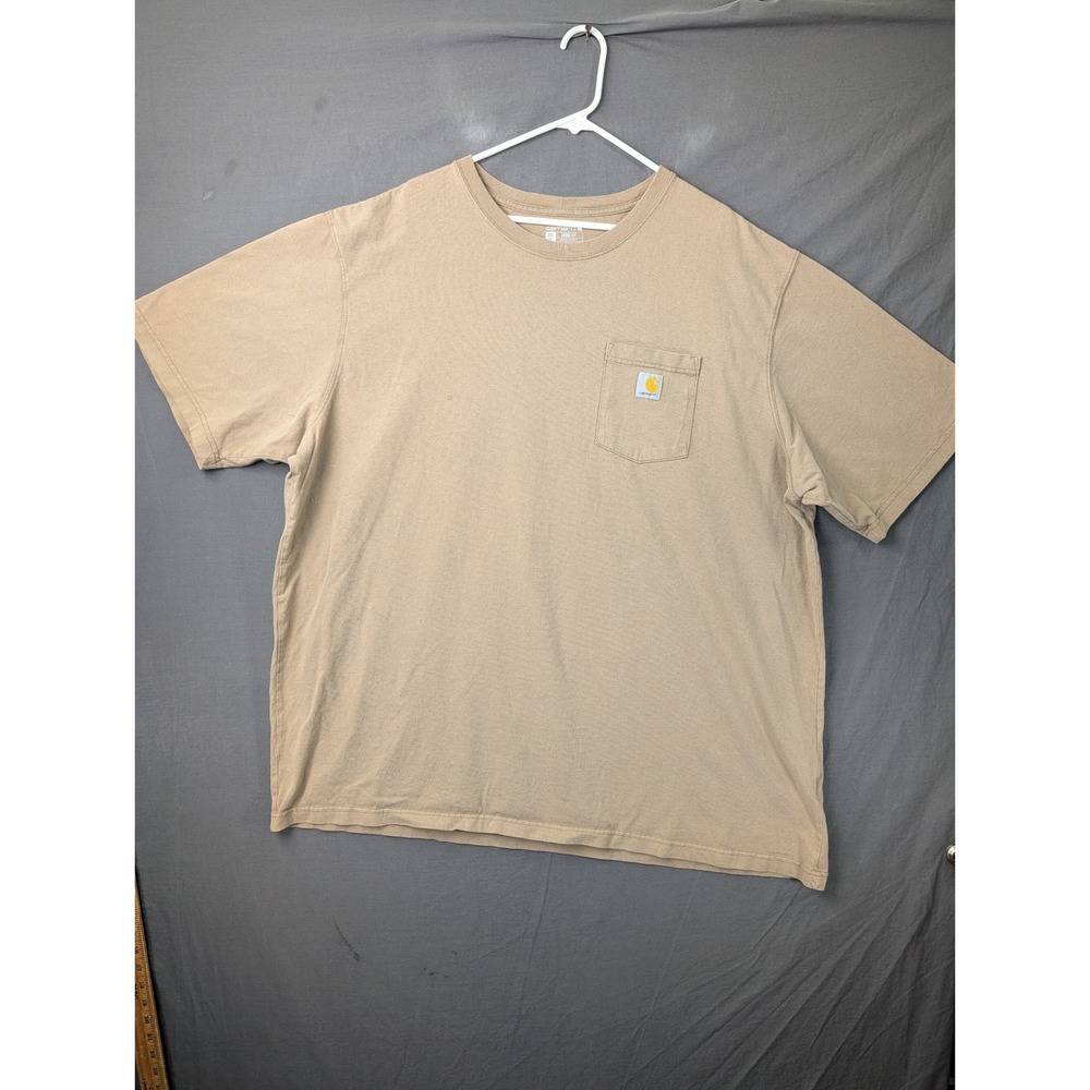 Carhartt Mens 3XL Tall Loose Fit K87 Pocket T-Shirt Tan Brown Short Sleeve